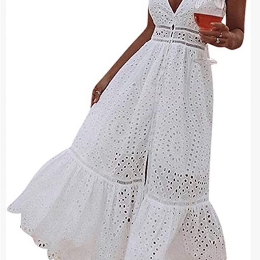 Hand Dyed Tie-Dye Eyelet Maxi Dress - Picture 5 of 12